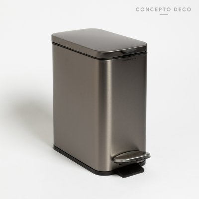TACHO ACERO CIERRE SOFT ANGOSTO GRIS METALIZADO MATE 5L