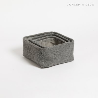 SETX3 BOUCLE GRIS CUADRADO G:25X25X12 M:20X20X11 C:16X16X11
