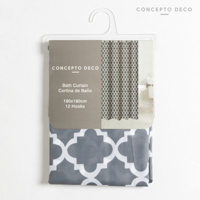 CORTINA OCTOGONOS GRIS 180X180 CM