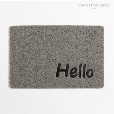 FELPUDO DE GOMA HELLO GRIS 40X60CM