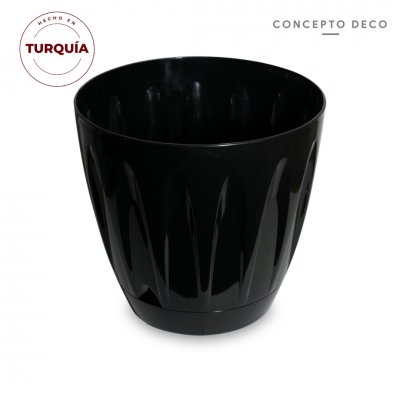 MACETA VETAS TURQUIA NEGRO BRILLO 26CM H 27CM DIAM