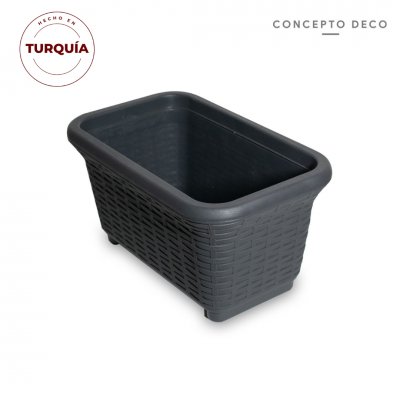 MACETA TURQUIA BALCON RATTAN GRIS MATE 32X20X16CM
