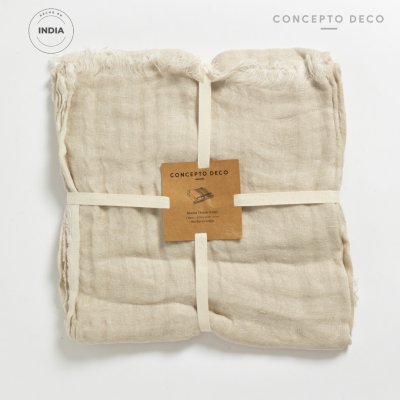 MANTA SOFÁ INDIA ODISHA LINO GRIS CLARO 130X170CM