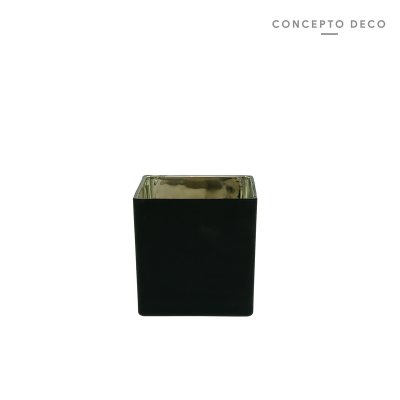 RECIPIENTE VID NEG ORO 12X12CM