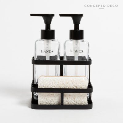 SET DISHES/HANDS CON ESPONJA NEGRO 19,5X6CM