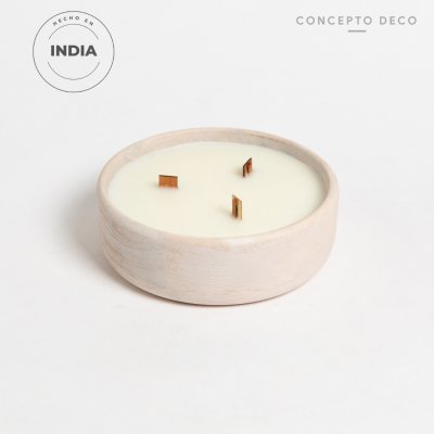 VELÓN INDIA MADERA MANGO BLANCO 300g 15X15X5CM